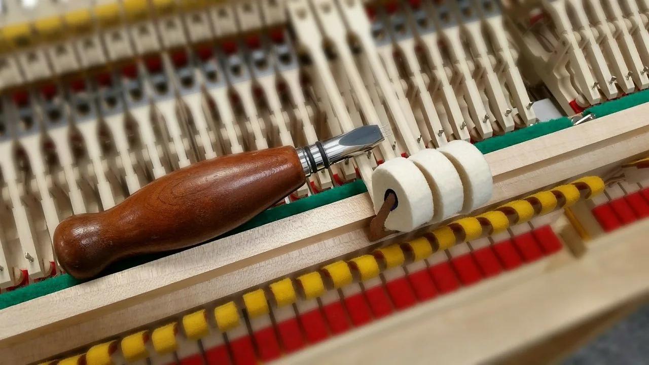 Contrôle technique du plan de cordes d’un piano à queue
