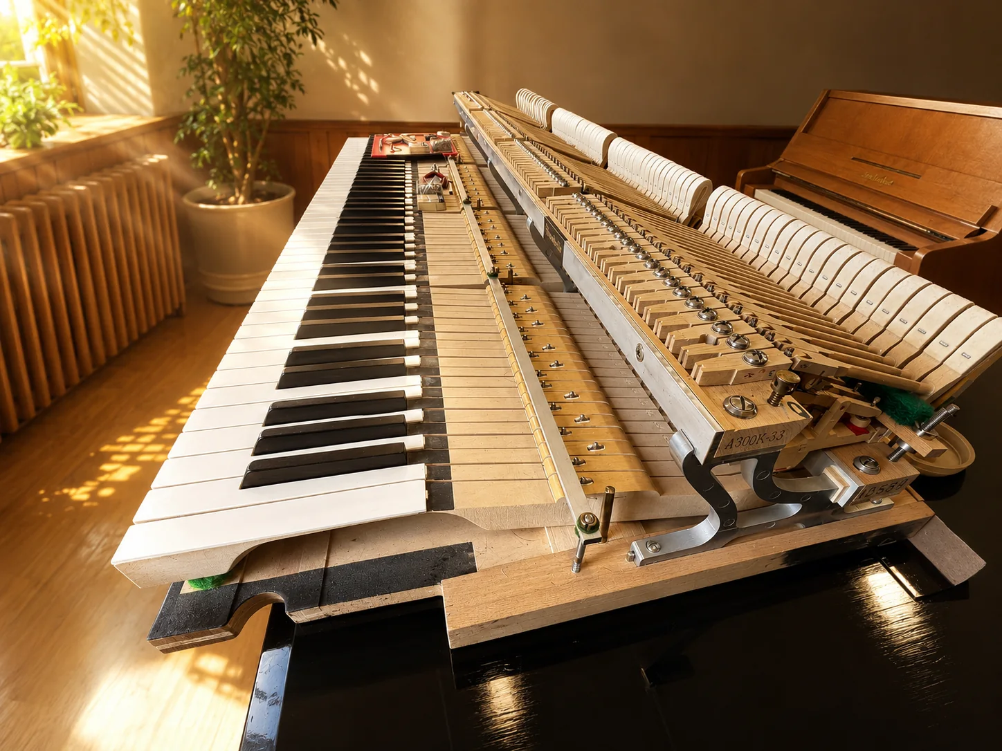 Piquage précis d’un marteau de piano pendant l’harmonisation